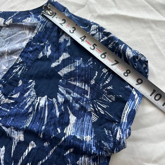 GAP Blue, Floral Print, VNeck, Pocketed, Cuffed Short Sleeve, Shirt Dress- S - Picture 7 of 10